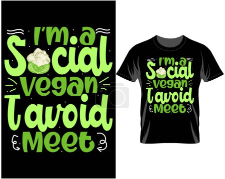 Ilustración de Vegan quote typography t shirt design vector illustration - Imagen libre de derechos