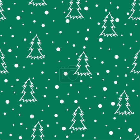 Ilustración de Año Nuevo patrón sin costuras de ramas de abeto y nieve. Vector impresión de Navidad - Imagen libre de derechos