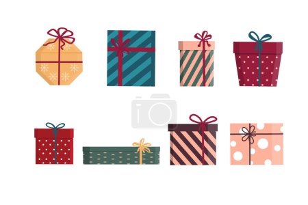Ilustración de Caja de regalo vectorial Ilustración de icono de caja de regalo de dibujos animados aislados con cinta. Vector ilustración conjunto regalo de Navidad. - Imagen libre de derechos