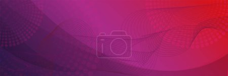 Téléchargez les illustrations : Abstract red purple vector background. Minimal style with dotted circle and wavy lines with space for text. - en licence libre de droit