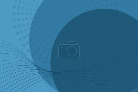 Illustration for Blue abstract vector banner. Minimal style with dotted circle and waves for social media with space for text. - Royalty Free Image