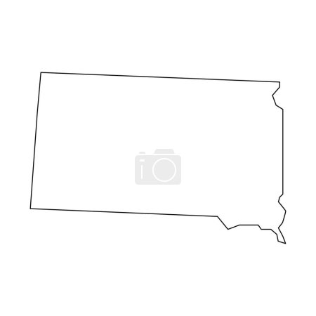 Téléchargez les illustrations : Carte du Dakota du Sud. Dakota du Sud style linéaire. icône linéaire - en licence libre de droit
