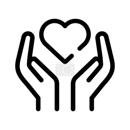 Illustration for Hand hold the heart. Love message line icon - Royalty Free Image