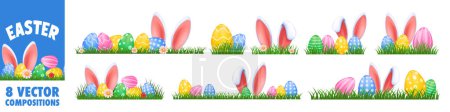 Easter composition set. Celebrate decoration. Realistic style.