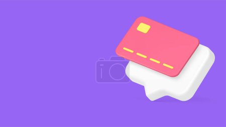 Card cashless e money payment service internet goods purchase quick tips alert 3d icon realistic vector illustration. Internet shopping order commercial business financial online banking account