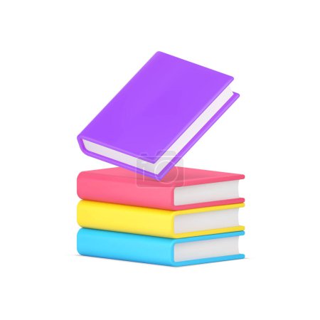 Book textbook literature stack library bookstore learning academic education 3d icon realistic vector illustration. Paper literary encyclopedia dictionary graduation knowledge studying read wisdom