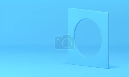 Ilustración de Bloque azul cuadrado agujero construcción marco isométrico 3d elemento de decoración ilustración vectorial realista. Límite mínimo creativo vertical stand frontera básica para el diseño de presentación moderna premium - Imagen libre de derechos