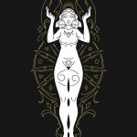 Cancer woman goddess astrology antique line art deco silhouette contoured vector illustration. Crayfish female horoscope astrological ancient lunar calendar character celestial fashion artwork