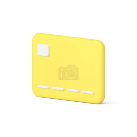 Debit credit card financial banking yellow payment e money customer identity 3d icon realistische vektorillustration. Bargeldlose kommerzielle Transaktionen bezahlen Finanztechnologie globalen Einkauf