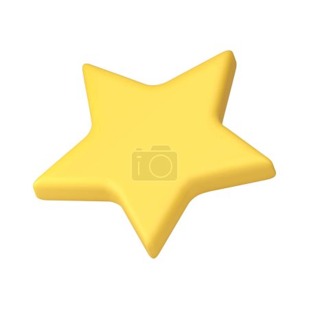 Yellow star five point medal badge prize achievement best quality feedback rating 3d icon realistic vector illustration. Starry rate win first place victory choice customer satisfaction rating element