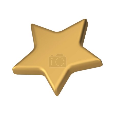 Golden star five point victory achievement prize best quality guarantee isometric 3d icon realistic vector illustration. Starry reward feedback service first place winner premium ranking ornament