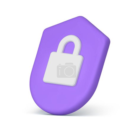 Password encryption cyberspace crime control hacker attack antivirus protection 3d icon realistic vector illustration. Confidential safety cyber technology lock padlock shield isometric badge design