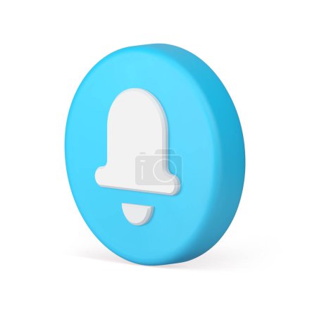 Notification sound alert signal reminder ring bell blue circle button isometric 3d icon realistic vector illustration. Notice call message chat badge attention jingle music tone cyberspace subscribe