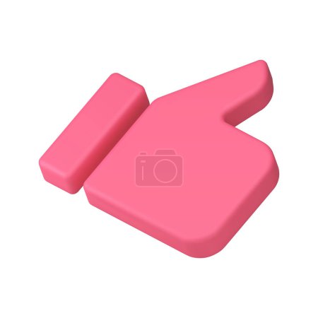Pink thumb up cool 3d icon positive confirmation like best choice solution realistic vector illustration. Human hand fist with finger success lucky decision feedback recommendation support gesture