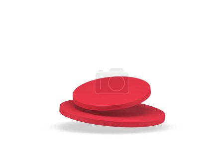 Rote Mode 3d Zylinder Schritt Podium fliegenden Sockel für den Einkauf Verkauf Promo realistische Vektorillustration. Runde verdrängte Plattform Produktwerbung Stand abstrakte Vitrine isoliert auf weiß