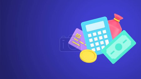 Checking profit, investment, household budget, savings, e money, cash dollar counting use calculator 3d icon isometric vector illustration. Accountant work calculation salary wage economy finance