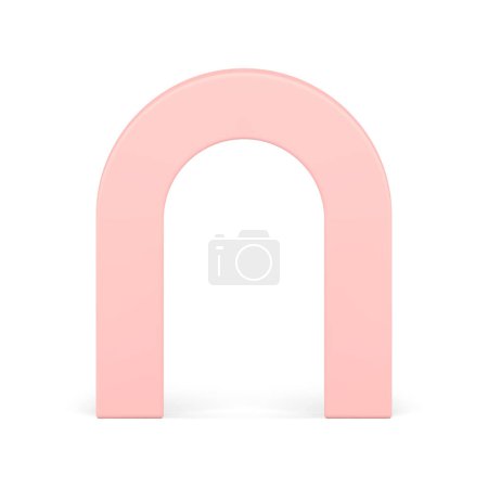 Pink curved entrance arch access geometric shape decorative showcase product presentation front view realistic vector illustration. Architectural window border frame arched figure decor foundation