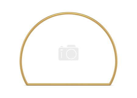 Golden semicircle geometric frame basic foundation 3d element decorative design realistic vector illustration. Premium half rounded framework minimalist boundary edge presentation decor figure