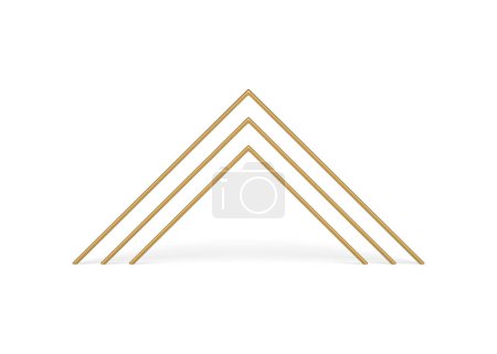 Eckbogen goldene metallische Struktur abstraktes Dreieck geometrische Form 3D Element realistische Vektorillustration. Winkel Torbogen Architektur Eingangstür mehrstöckige Stiftung Dekor-Design