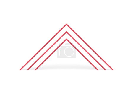 Rotes Dreieck Torbogen mehrstufige Eckspalte minimalistische Präsentation Dekor Stiftung realistische Vektorillustration. Eckige grundlegende Konstruktion Ebene Tor Ausgang Eingang geometrische Form Figur