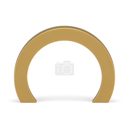 Rounded archway golden entrance exit column basic architectural 3d element design realistic vector illustration. Circle arch premium foundation construction curved decor stage advertising presentation