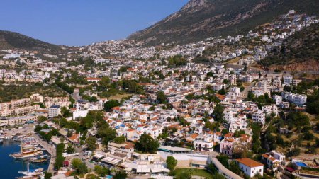 Photo for Popular holiday destination in Antalya province. Picturesque urban landscape of Kas town in Turkey. - Royalty Free Image