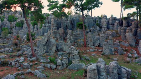 Téléchargez les photos : Landscape with beautiful and unique rock formations in National Park of Manavgat. Travel to Turkey. - en image libre de droit