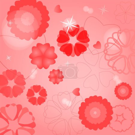 Téléchargez les photos : Beau motif romantique avec des fleurs abstraites rose étincelle et fond dégradé - en image libre de droit
