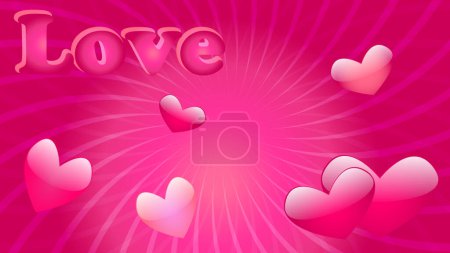 Foto de Fondo romántico rosa abstracto con corazones y tipografía en resolución 16: 9 - Imagen libre de derechos
