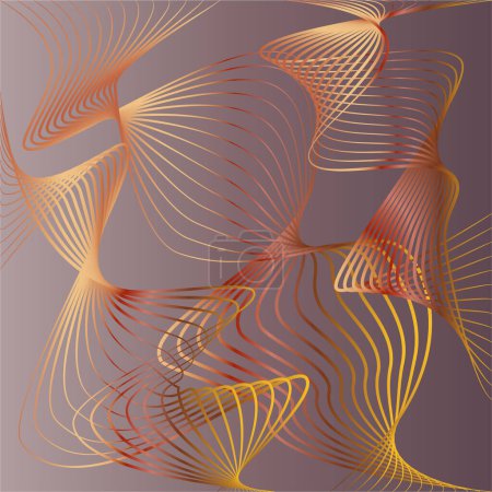 Ilustración de Patrón curvado de color abstracto con dibujo de efecto 3D en estilo retro con degradado vector de fondo oscuro - Imagen libre de derechos