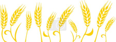 Illustration for Graphical border with silhouettes of wheat ears colored in yellow on transparent background - Royalty Free Image