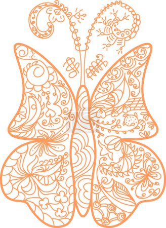 Ilustración de Icono abstracto de arte de línea ilustración con dibujo de mariposa de verano en estilo de línea countur - Imagen libre de derechos
