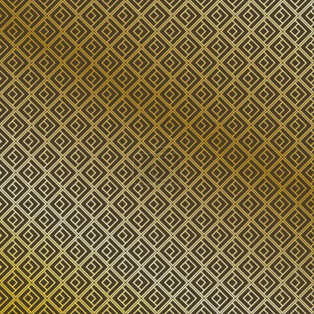 Illustration for Geometric metal bronze foil gradient pattern tiles with 3D effect. Decorative mosaic maze vector - Royalty Free Image