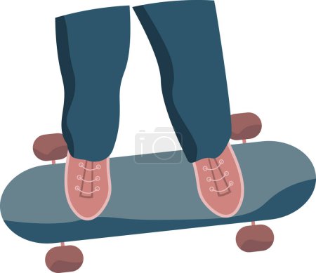 Illustration for Put your feet on skateboard. Isolated summer activity patch view from top on transparent background - Royalty Free Image