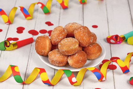 Traditional German 'Berliner Pfannkuchen', a donut without hole filled with jam served during carnival