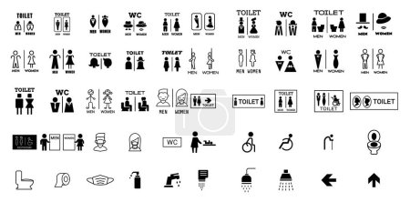 Ilustración de Icono de inodoro vector ilustración. Muchachas y niños baños signo y símbolo. señal del baño. wc - Imagen libre de derechos