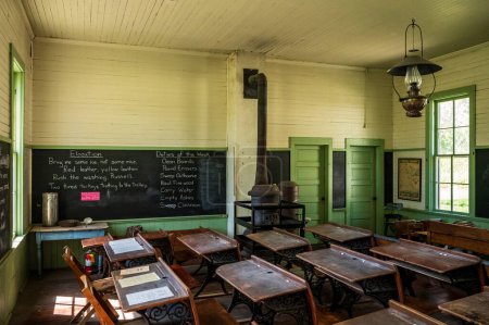 School Room of Old One Room Schoolhouse in Minnesota at Olmsted County Historical Society in Rochester