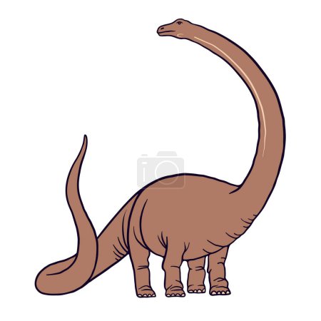 Ilustración de Imagen en color vectorial del dinosaurio saurópodo diplodócido para su uso en libros educativos. Ilustración de antiguos diplodocus con cuello largo y cola - Imagen libre de derechos