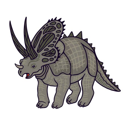 Illustration for Cartoon style illustration for educational designs and websites of triceratops. Vector color image of herbivorous chasmosaurine ceratopsid dinosaur - Royalty Free Image