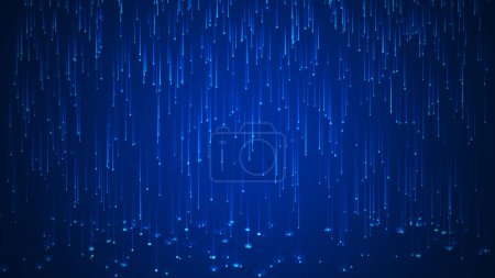 Digitaler Regen mit fallenden glühenden Partikeln, Neonlichtteilchen, abstraktem Lichthintergrund, Technologie, Netzwerk, Daten.