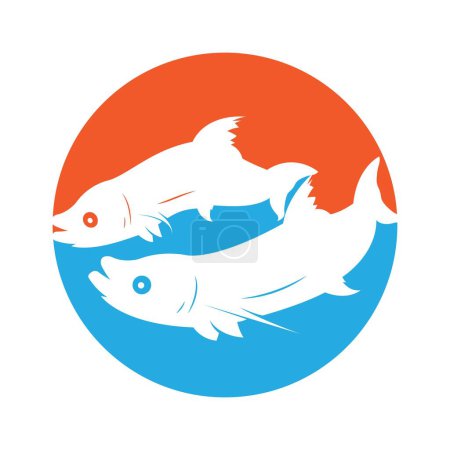 Illustration for Salmon, fish and fishing, logo template - Royalty Free Image