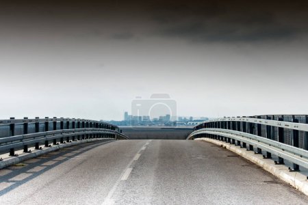Photo for Bratislava Nivy, road overpass over the highway, Slovakia. - Royalty Free Image