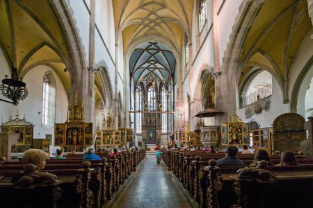 Foto de Interior de la Basílica de San Egidio en Bardejov, UNESCO, Altar del Maestro Pablo de Levoce, Eslovaquia. - Imagen libre de derechos