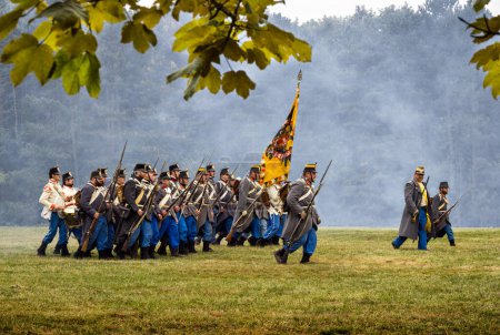 Foto de Reconstrucción de la batalla de Lamac, desde 1866, Eslovaquia. - Imagen libre de derechos