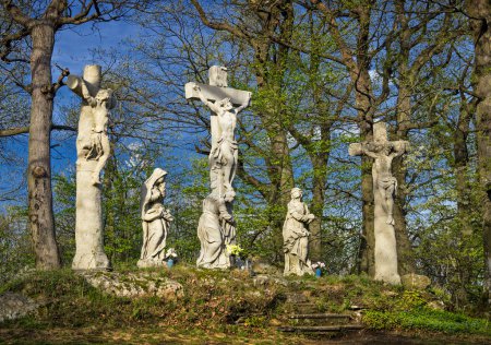 Calvary in Cerveny kamen, Statue saints, Slovakia.