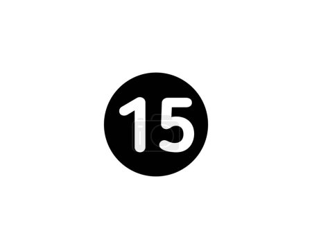 Photo for An Illustrated number 15 Flat Black Color Icon Isolated on white Background - Royalty Free Image