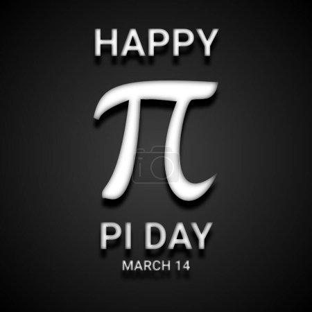 Happy Pi Day with Pi symbol on bright black background. March 14. Holiday concept. Template for background, banner, card, poster. 3D illustration