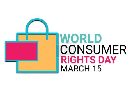 Foto de A 3D illustration World Consumer Rights Day with shopping bag on white background - Imagen libre de derechos