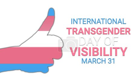 Foto de Ilustración del Día Internacional de la Visibilidad Transgénero. huella digital con los colores del icono de la bandera del orgullo transgénero. Cartel del Día de la Visibilidad Transgénero, 31 de marzo. Día importante - Imagen libre de derechos