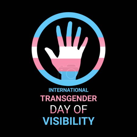 Téléchargez les photos : Illustration de la Journée internationale de la visibilité transgenre. Drapeau transgenre en forme d'icône isolée sur fond noir. Affiche de la Journée de la visibilité transgenre. Jour important - en image libre de droit